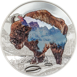 2023 Mongolia 1000Tg Into the Wild Bison 2oz Silver Coin