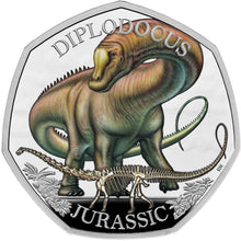 2024 UK 50p Dinosaurs - Diplodocus Colour Silver Proof