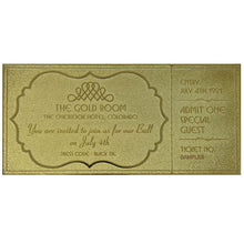The Shining: Overlook Hotel Ball Gold-plated Replica Ticket