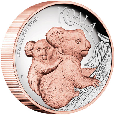 2023 $8 Koala High Relief Gilded 5oz Silver Coin