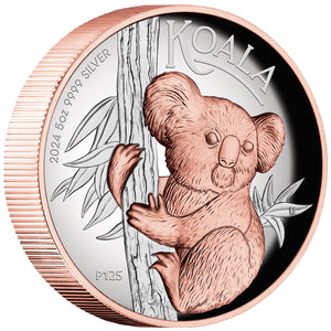 2024 $8 Koala Pink Gilded High Relief 5oz Silver Proof Coin