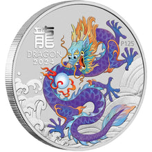 2024 $1 Year of the Dragon Purple Colour 1oz Silver Coin in Card