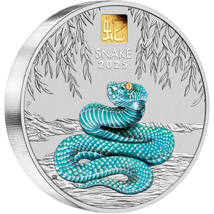 2025 $30 Year of the Snake 1 Kilo Silver Coin w/Gold Privy