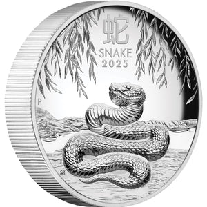 2025 $1 Year of the Snake High Relief 1oz Silver Coin