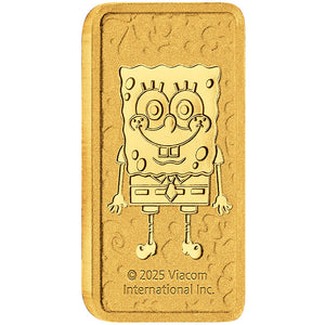 2025 SpongeBob SquarePants 1g Gold Minted Bar in Certi Card