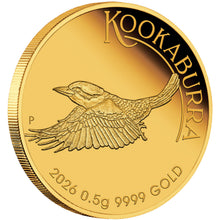 2026 $2 Mini Kookaburra 0.5g Gold Proof Coin in Card