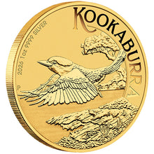2026 $1 Perth Stamp & Coin Show Kooka Gold-Plated 1oz Silver Coin in Card