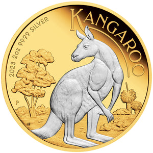 2023 $2 Kangaroo Reverse Gilded 2oz Silver Proof Coin