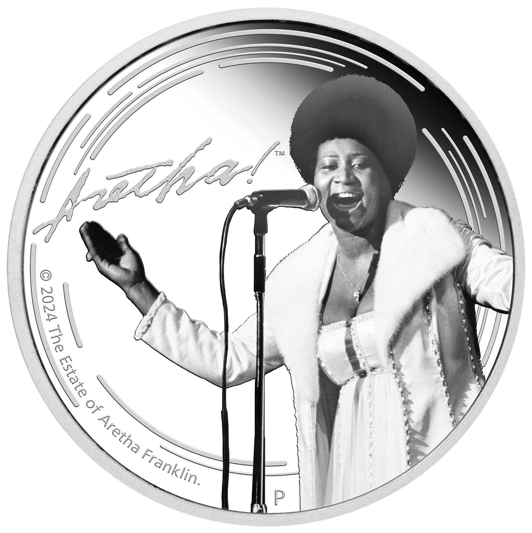 2024 Tuvalu $1 Aretha Franklin 1oz Silver Proof Coin