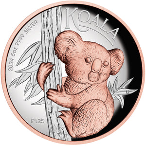 2024 $8 Koala Pink Gilded High Relief 5oz Silver Proof Coin