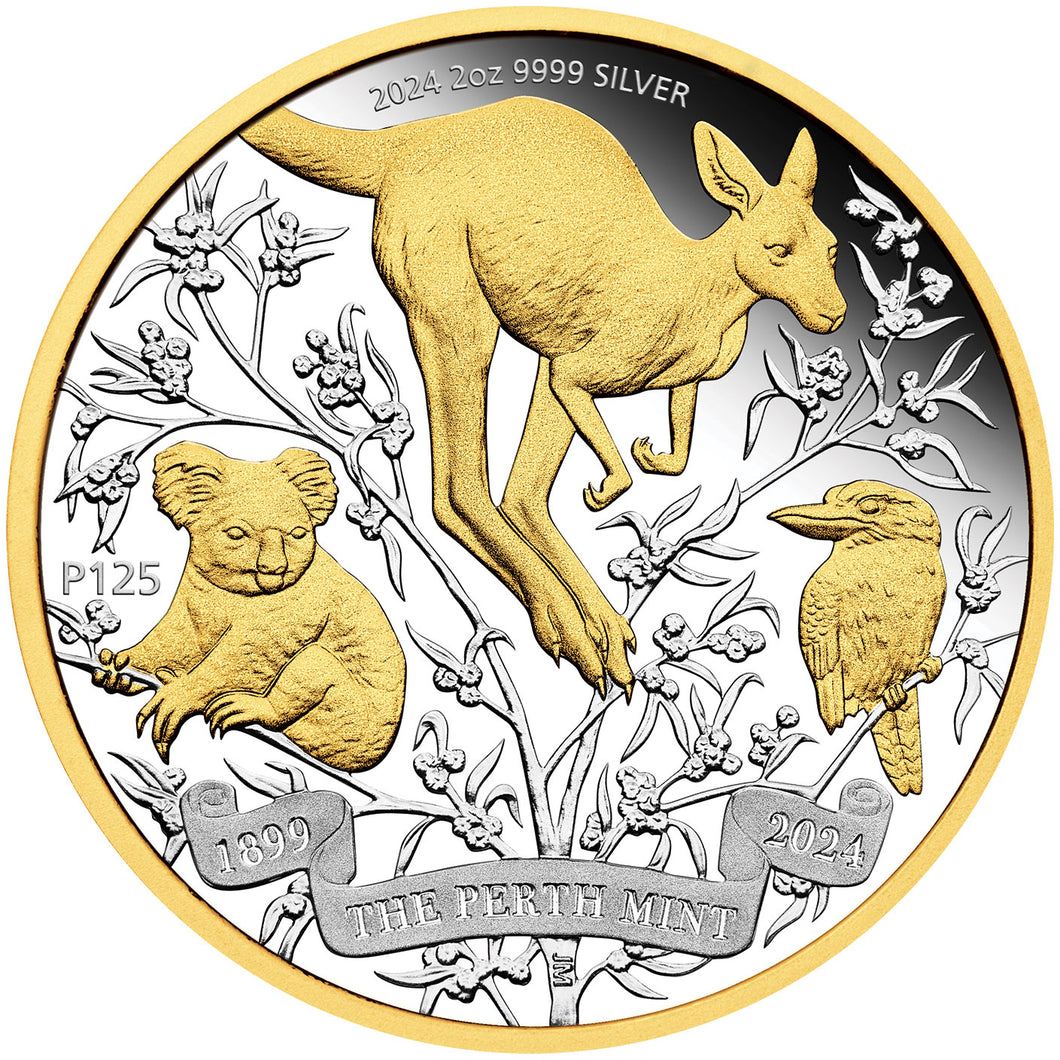 2024 $2 Perth Mint 125th Ann. Gilded 2oz Silver Proof Coin