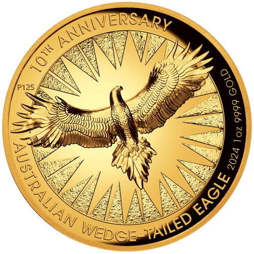 2024 $100 Wedge Tailed Eagle 10th Ann. High Relief 1oz Gold Proof Coin