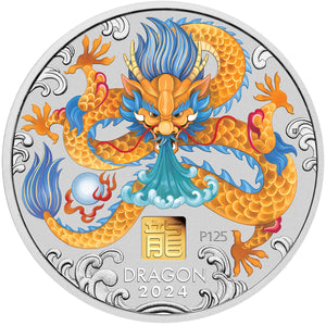 2024 $30 Year of the Dragon 1 Kilo Silver Coin w/Gold Privy