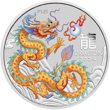 2024 $1 Year of the Dragon Golden Coloured 1oz Silver Coin in Card