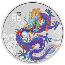 2024 $1 Year of the Dragon Purple Colour 1oz Silver Coin in Card
