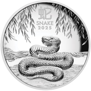 2025 $1 Year of the Snake High Relief 1oz Silver Coin