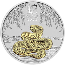 2025 $1 Year of the Snake Gilded 1oz Silver Coin