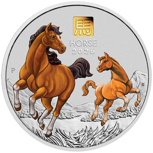 2026 $30 Year of the Horse 1 Kilo Silver Coin w/1gm Gold Privy