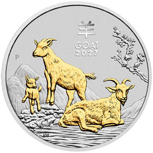 2027 $1 Year of the Goat  (Coloured, Proof & Gilded) 1oz Silver Trio Set