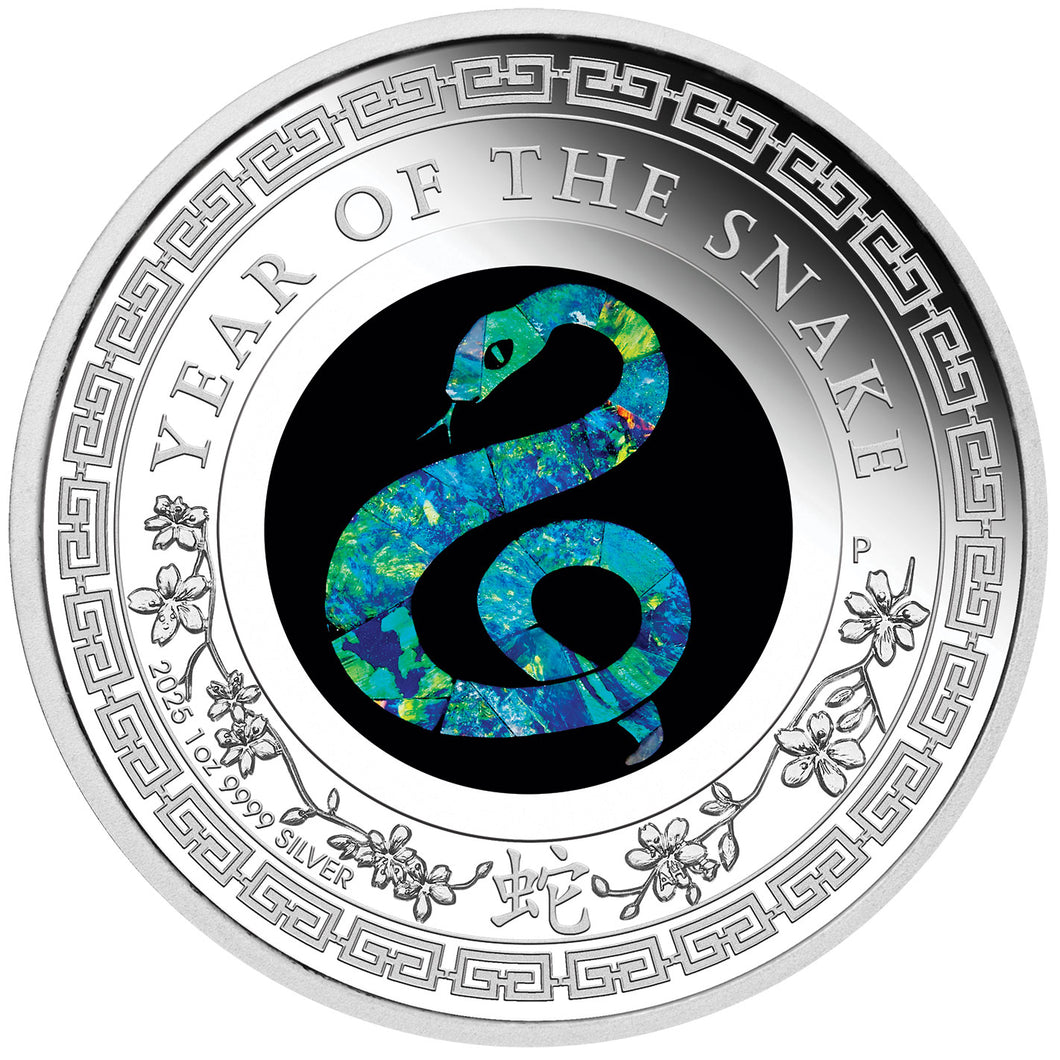 2025 $1 Black Opal Year of the Snake 1oz Silver Proof Coin