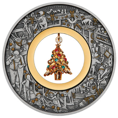 2025 $2 Santa's Workshop 2oz Silver Antiqued Coin