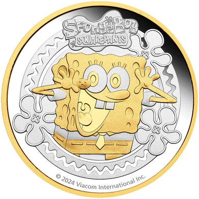 2024 Tuvalu $2 SpongeBob Squarepants Gilded 2oz Silver Coin