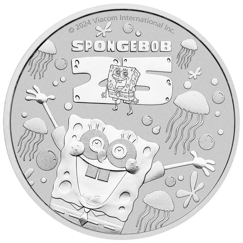 2024 Tuvalu $1 SpongeBob SquarePants 1oz Silver BU Coin in Card