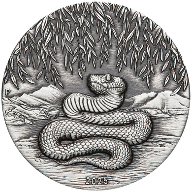 2025 $2 Year of the Snake Antiqued 2oz Silver Coin