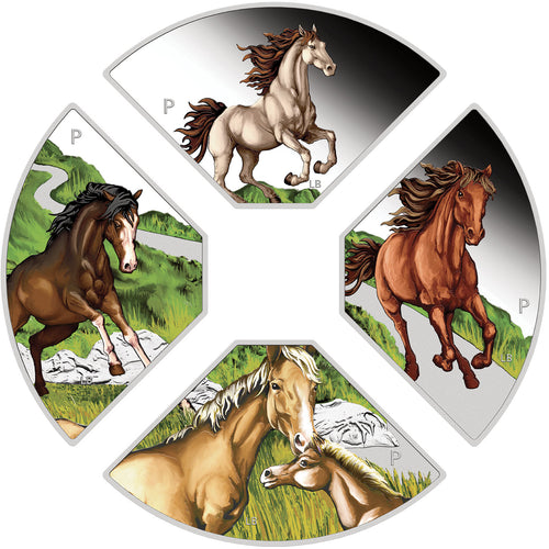 2026 Tuvalu $1 Year of the Horse Quadrant 1oz Silver Four-Coin Set