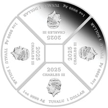 2025 Tuvalu $1 Year of the Snake Quadrant 1oz Silver Four-Coin Set