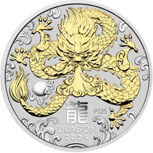 2024 $1 Year of the Dragon 1oz Silver Gilded Coin
