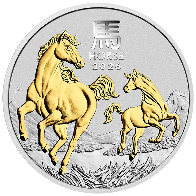 2026 $1 Year of the Horse Gilded 1oz Silver Coin