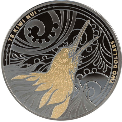 2026 NZ $2 Kiwi Black Antique Finish 2oz Silver Coin