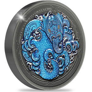 2025 NZ 50c Water Taniwha 2oz Silver Antique Coin