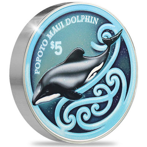 2024 NZ $5 Maui's Dolphin 2oz Silver Proof Coin