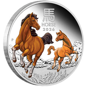 2026 $1 Year of the Horse Coloured 1oz Silver Proof Coin