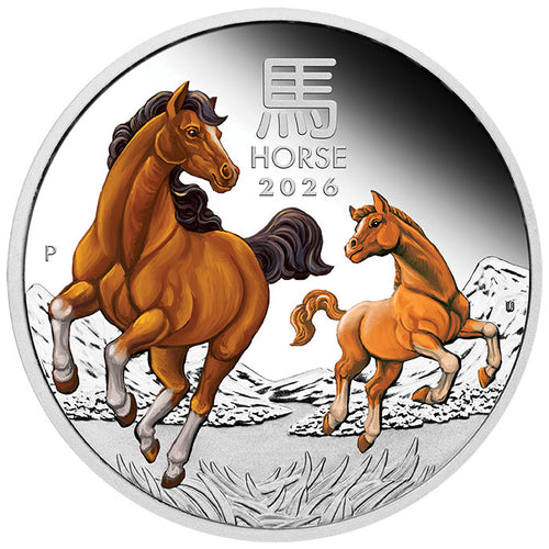 2026 $1 Year of the Horse Coloured 1oz Silver Proof Coin