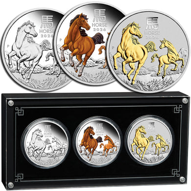 2026 $1 Year of the Horse 1oz Silver Trio