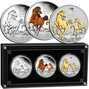 2026 $1 Year of the Horse 1oz Silver Trio