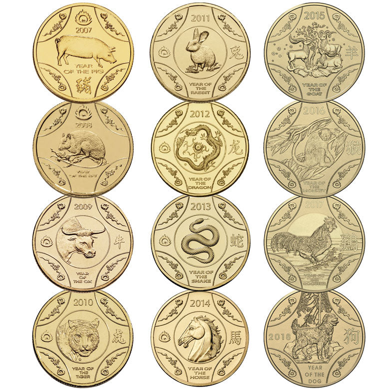2007-2018 $1 RAM Lunar Complete Collection (12 Coins)