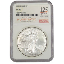 2016 USA $1 125 Years of ANA Eagle 1oz Silver MS 69