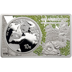 2023 China 10Y 40th Ann. Panda 30g Silver Coin & 2oz Bar