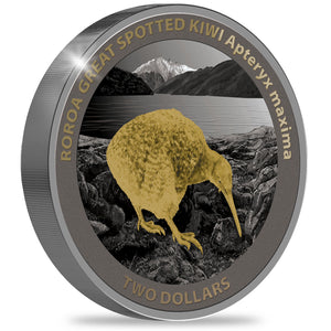 2024 NZ $2 Kiwi Black Antique Finish 2oz Silver Coin