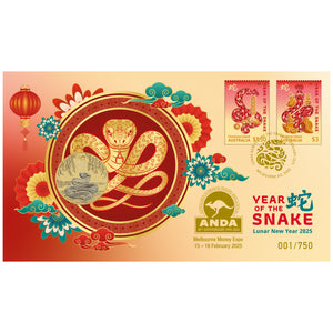 2025 $1 Melbourne Money Expo Year of the Snake Coin & Stamp Cover