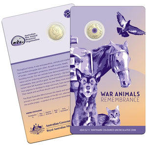 2024 $2 War Animals Purple Poppy C Mintmark Unc