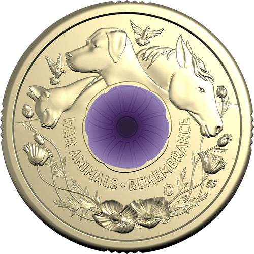 2024 $2 War Animals Purple Poppy C Mintmark Unc