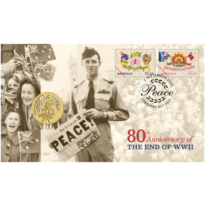 2025 $1 80th Anniversary of the End of WWII - Stamp and Coin Cover