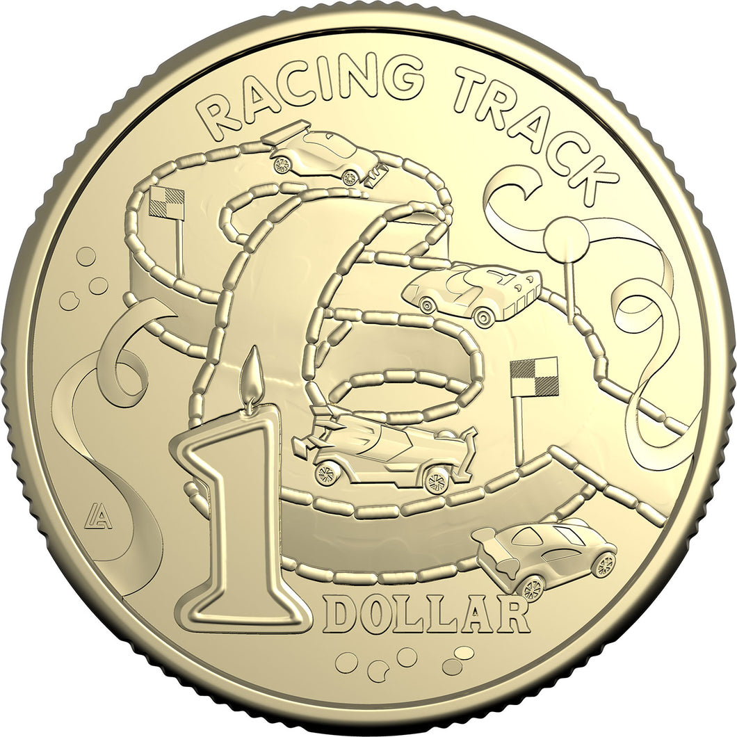 2025 $1 The Birthday Cake Book - Racing Track Uncirculated Coin