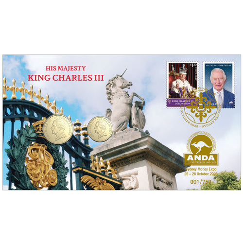 2025 $2/$1 Sydney Money Expo KCIII Stamp & Coin Cover