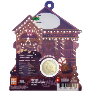 2025 $1 Bluey Christmas Al-br Unc coin on Card
